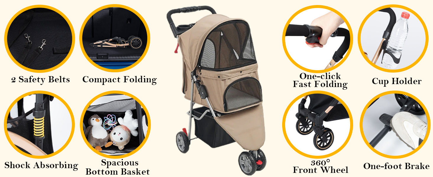 Three-wheeled Pet Cart