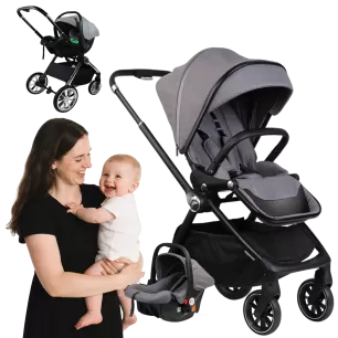 The Carseat Big Wheel Stroller features a car seat adapter, 12” EVA wheels, and CE certification. Perfect for infants to toddlers, it offers one-hand fold, large canopy, and spacious storage. Id